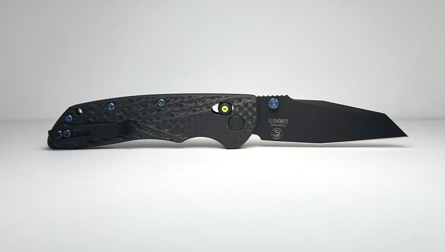 Hogue Deka Collector Series 24298-LIM Pre-Owned - Black CPM-20CV Wharncliffe Blade & Carbon Fiber Handle w/ Green Tritium Bar Lock & Blue Ti Hardware - ABLE Lock w/ Sual Studs | Made in USA