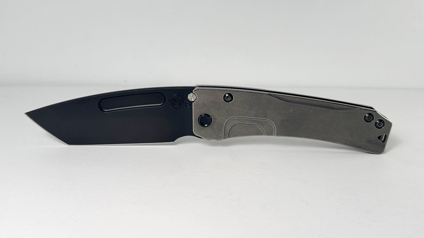 Medford Slim Midi Marauder Pre-Owned - Black PVD 3.7" CPM-S35VN Tanto Blade & Tumbled Titanium Frame Lock Handle - Black PVD Pocket Clip & Hardware | Made in USA