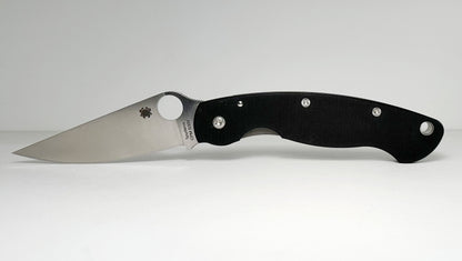 Spyderco Military C36GPE Pre-Owned - Satin 4" CPM-S30V Leaf-Shaped Blade & Black G-10 Handle Scales - Liner Lock Folder w/ Thumb Hole | Made in USA