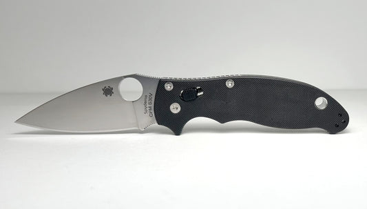 Spyderco Manix 2 C101GP2 Pre-Owned - Satin 3.37" CPM-S30V Drop Point Blade & Black G-10 Handle Scales - Ball Bearing Bar Lock & Round Thumb Hole | Made in USA