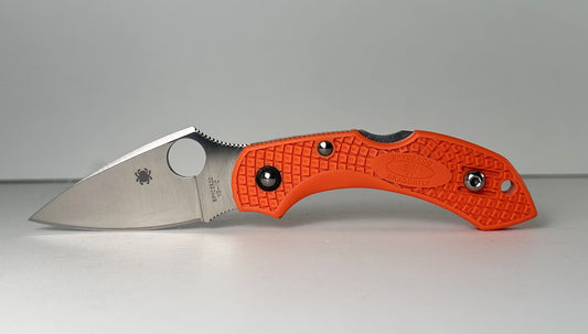 Spyderco Dragonfly 2 C28POR2 Pre-Owned - Satin 2.3" VG-10 Drop Point Blade & Orange FRN Handle Scales - Lockback w/ Round Thumb Hole | Made in Japan