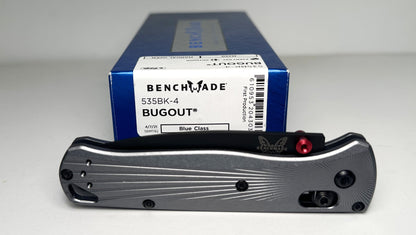 Benchmade Bugout 535BK-4 Pre-Owned First Production - Black Coated 3.24" Bohler M390 Drop Point Blade & Silver Aircraft Aluminum Handle - AXIS Bar Lock Folder | Made in USA