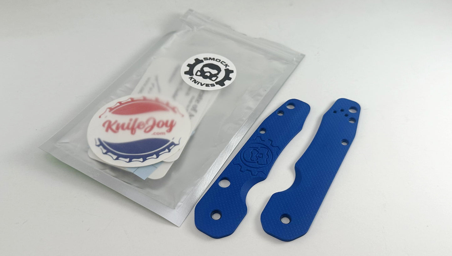 Spyderco | Kevin Smock Pre-Owned - Blue G-10 Snake Textured Handle Scales for Spyderco Smock - NO KNIFE INCLUDED, SCALES ONLY