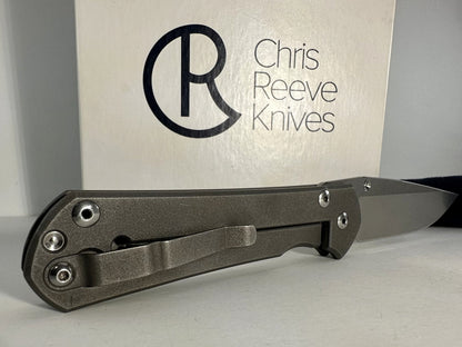 Chris Reeve Knives Sebenza 31 Large PRE-OWNED Drop Point in Stonewashed CPM S45VN | Sandblasted 6AL4V Titanium Frame Lock Handle